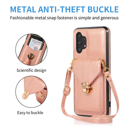 Card Holder Case for Samsung Galaxy A32 5G / M32 5G Shockproof Kickstand PU Leather+TPU Phone Cover