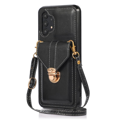 For Samsung Galaxy A32 4G (EU Version) Card Holder Case PU Leather+TPU Phone Cover with Kickstand