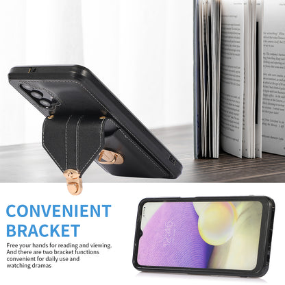 For Samsung Galaxy A32 4G (EU Version) Card Holder Case PU Leather+TPU Phone Cover with Kickstand