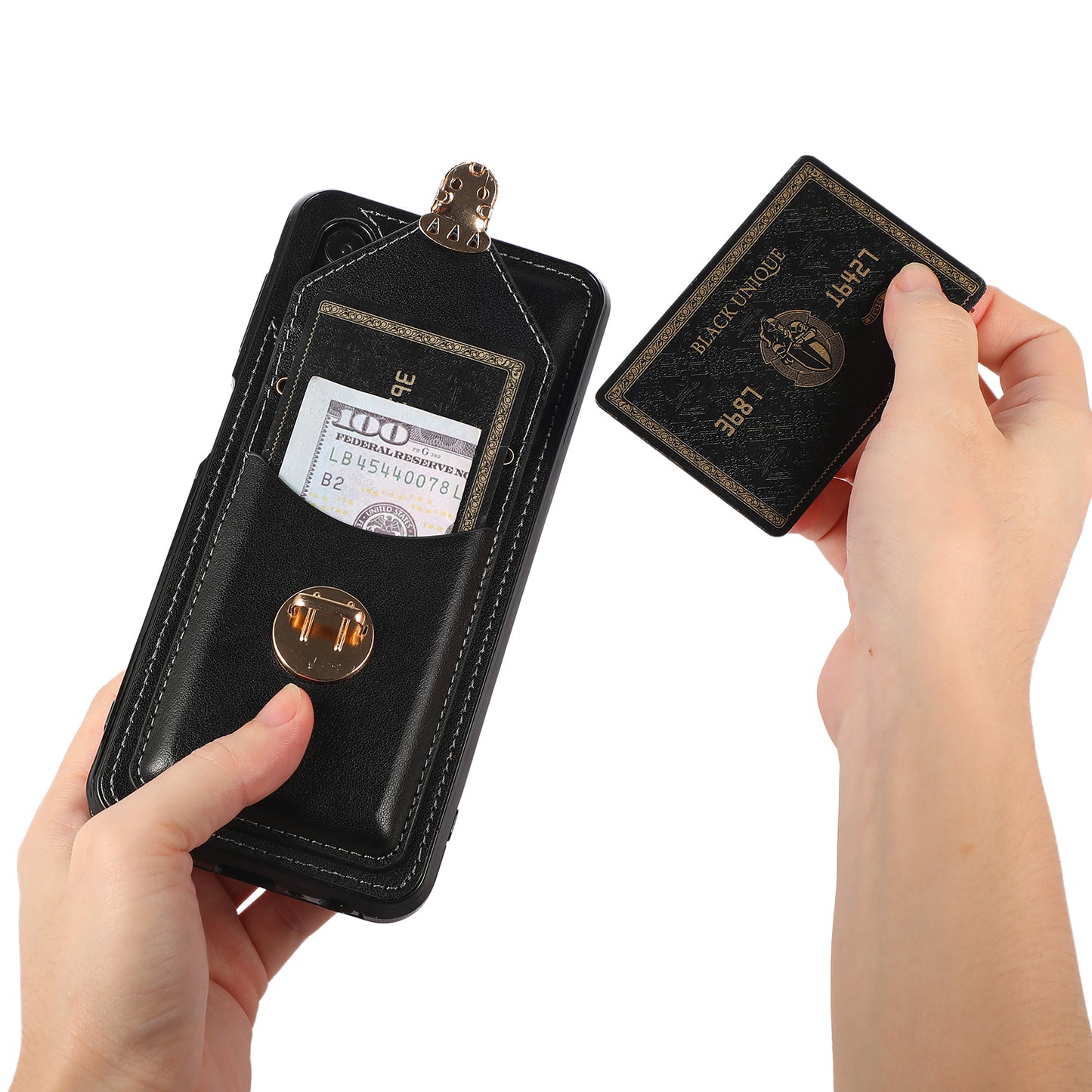 For Samsung Galaxy A32 4G (EU Version) Card Holder Case PU Leather+TPU Phone Cover with Kickstand