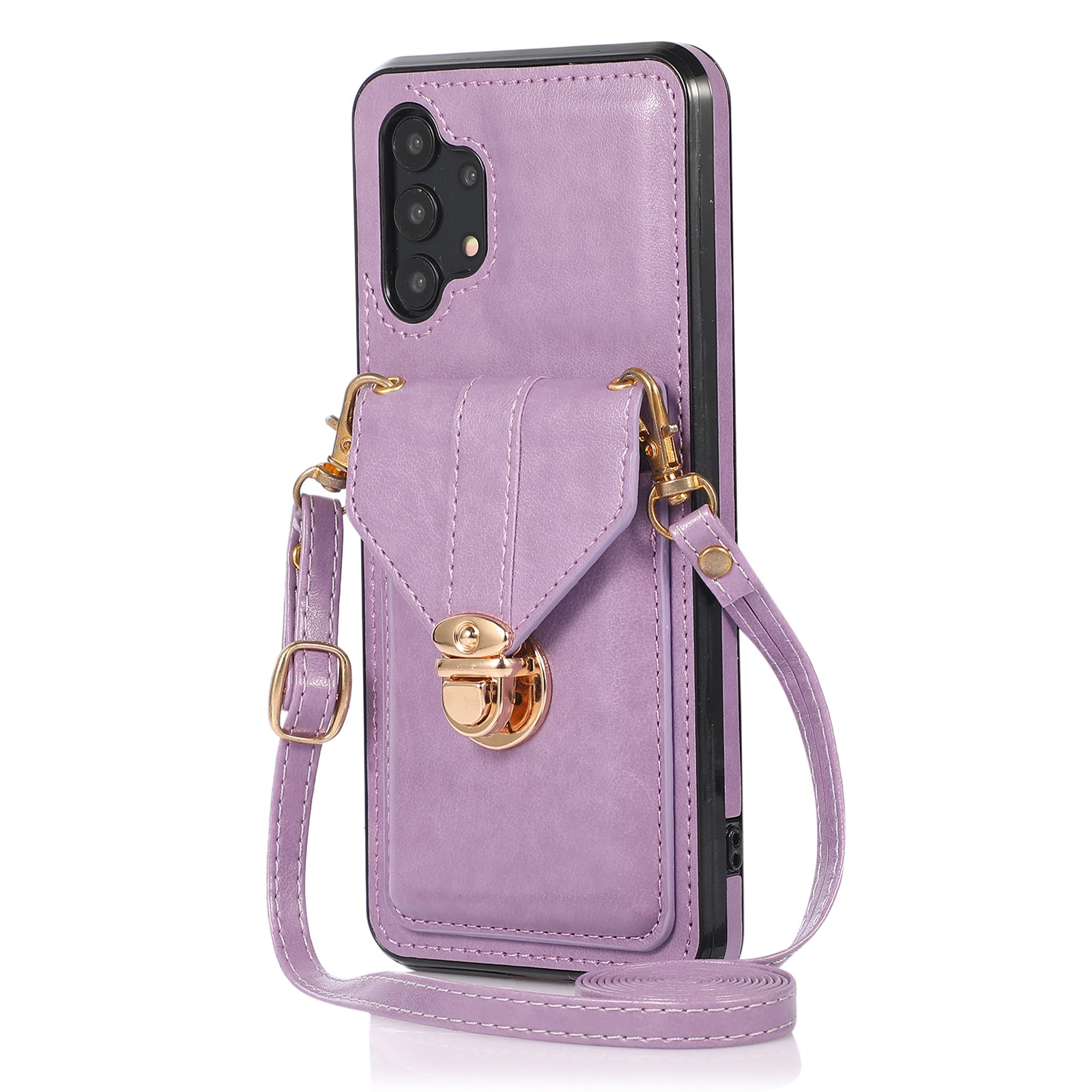 For Samsung Galaxy A32 4G (EU Version) Card Holder Case PU Leather+TPU Phone Cover with Kickstand