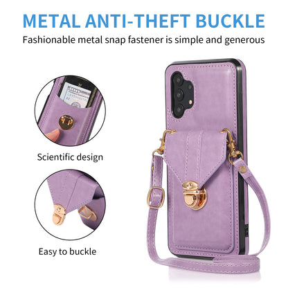 For Samsung Galaxy A32 4G (EU Version) Card Holder Case PU Leather+TPU Phone Cover with Kickstand