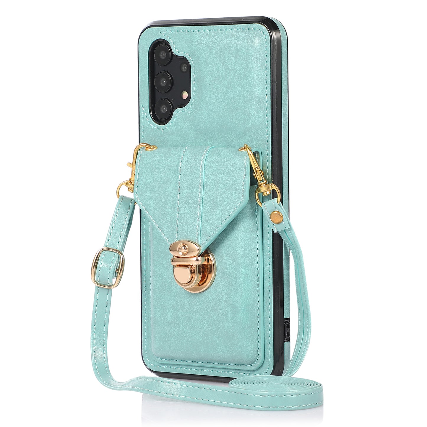 For Samsung Galaxy A32 4G (EU Version) Card Holder Case PU Leather+TPU Phone Cover with Kickstand