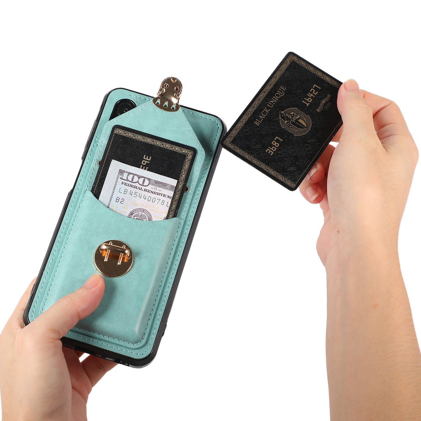 For Samsung Galaxy A32 4G (EU Version) Card Holder Case PU Leather+TPU Phone Cover with Kickstand