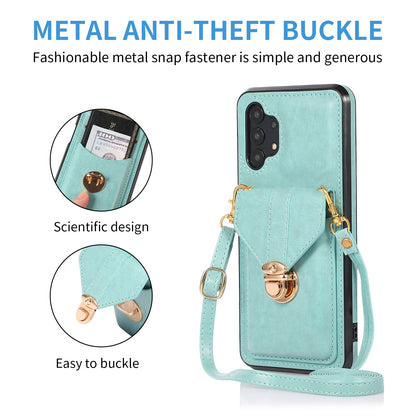 For Samsung Galaxy A32 4G (EU Version) Card Holder Case PU Leather+TPU Phone Cover with Kickstand