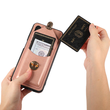 For Samsung Galaxy A32 4G (EU Version) Card Holder Case PU Leather+TPU Phone Cover with Kickstand