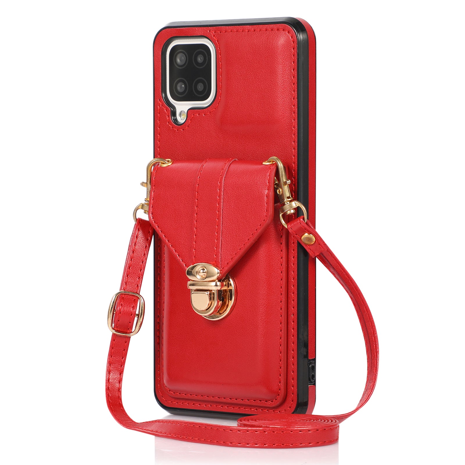 For Samsung Galaxy A12 Protective Case, Card Holder Kickstand PU Leather+TPU Phone Cover
