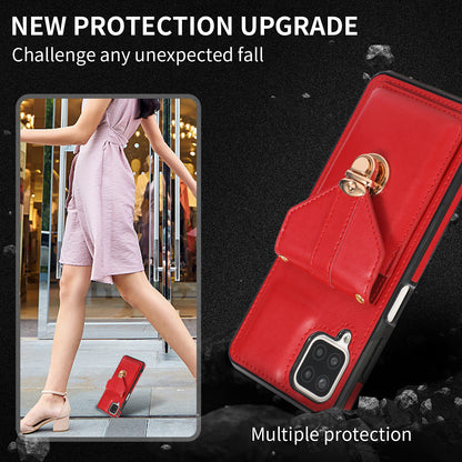 For Samsung Galaxy A12 Protective Case, Card Holder Kickstand PU Leather+TPU Phone Cover