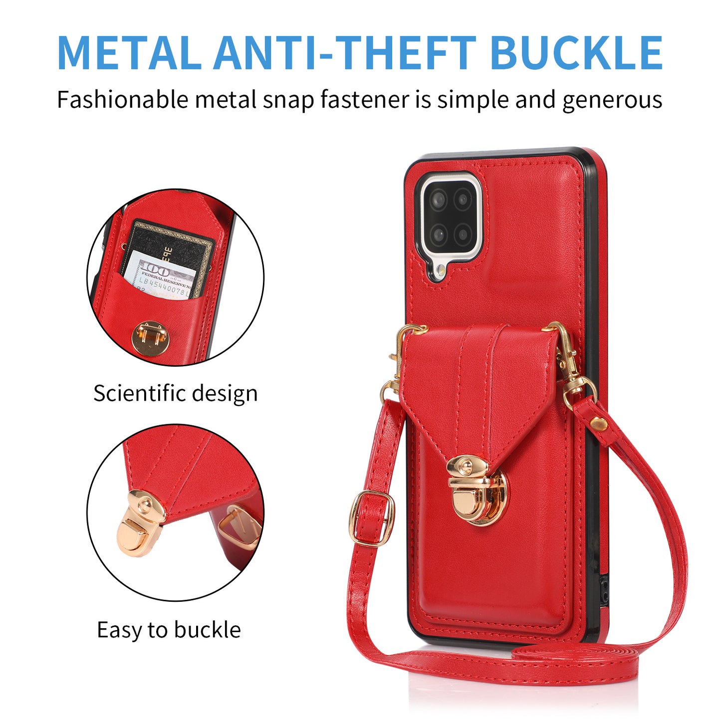 For Samsung Galaxy A12 Protective Case, Card Holder Kickstand PU Leather+TPU Phone Cover