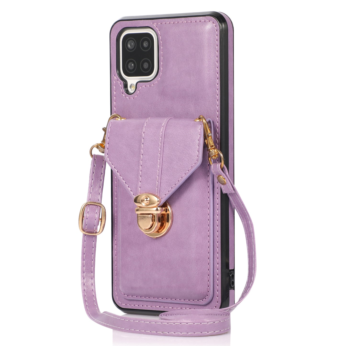 For Samsung Galaxy A12 Protective Case, Card Holder Kickstand PU Leather+TPU Phone Cover