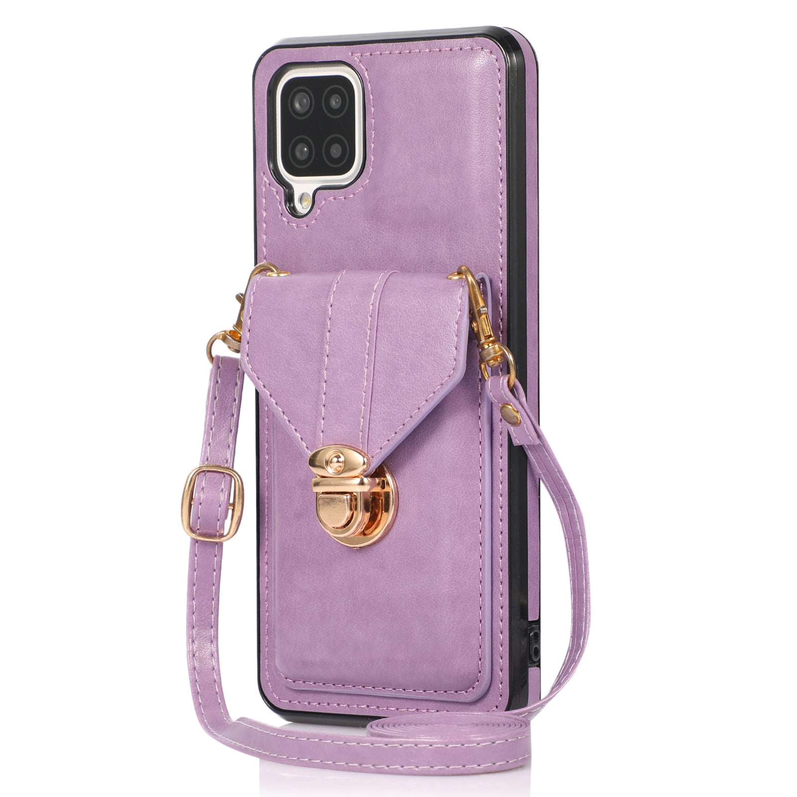 For Samsung Galaxy A12 Protective Case, Card Holder Kickstand PU Leather+TPU Phone Cover