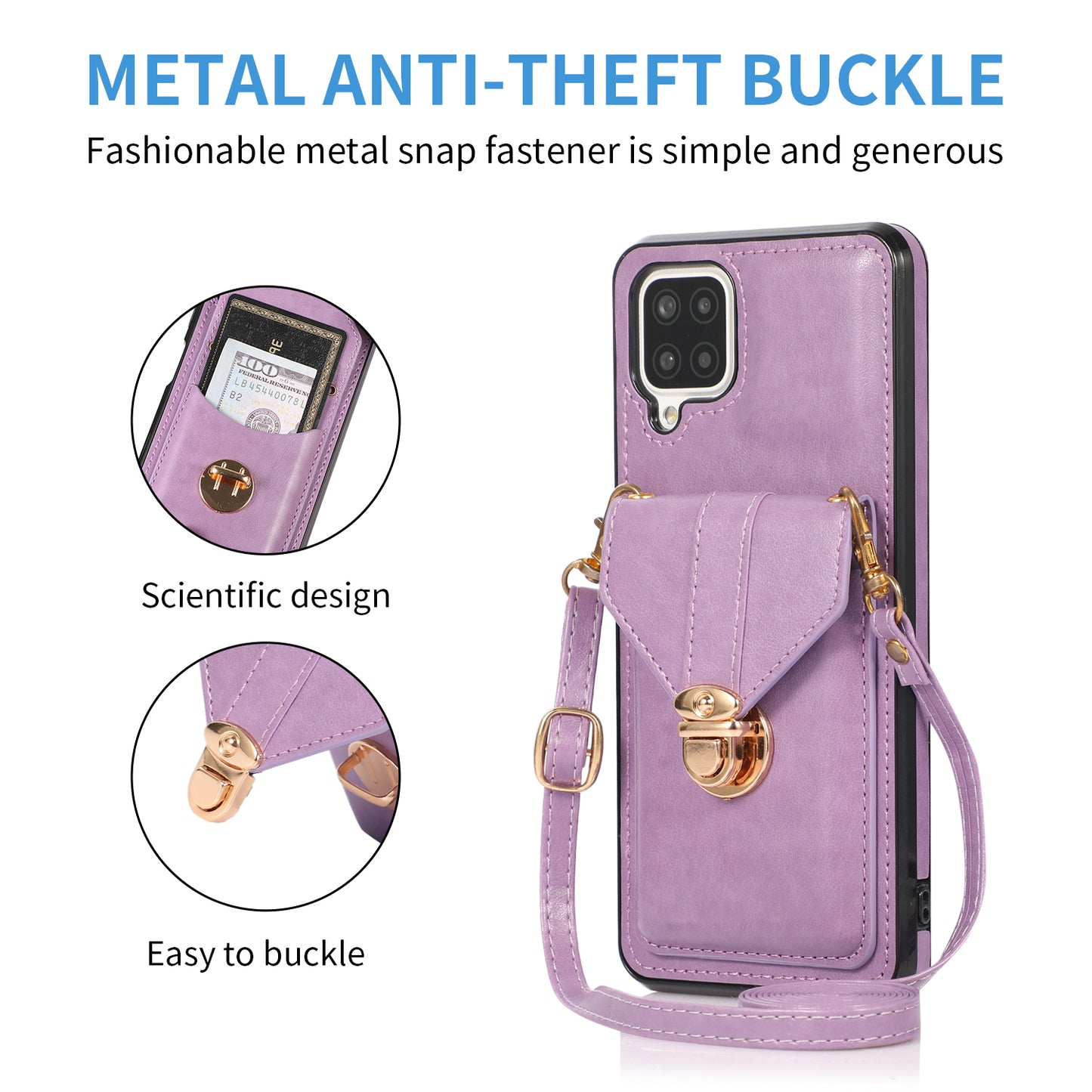 For Samsung Galaxy A12 Protective Case, Card Holder Kickstand PU Leather+TPU Phone Cover