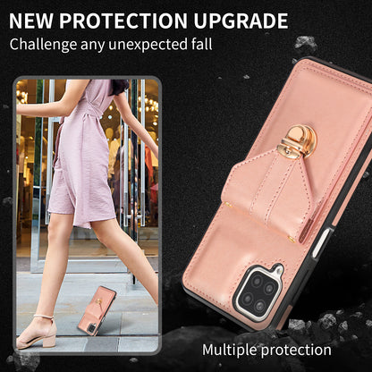 For Samsung Galaxy A12 Protective Case, Card Holder Kickstand PU Leather+TPU Phone Cover