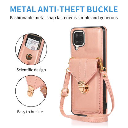 For Samsung Galaxy A12 Protective Case, Card Holder Kickstand PU Leather+TPU Phone Cover