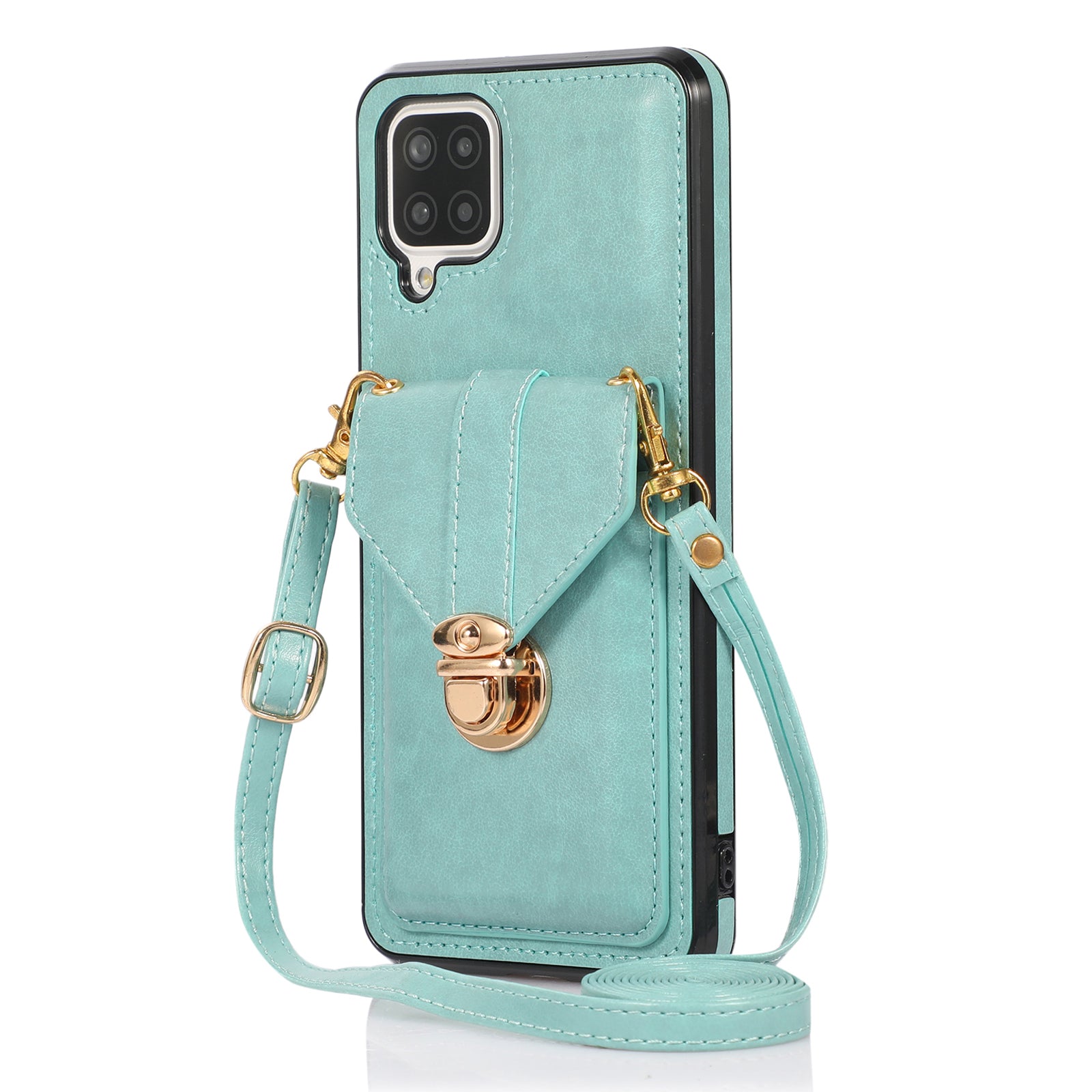 For Samsung Galaxy A12 Protective Case, Card Holder Kickstand PU Leather+TPU Phone Cover