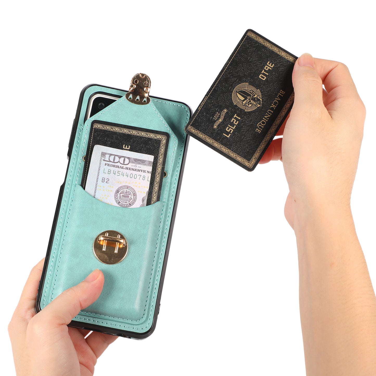 For Samsung Galaxy A12 Protective Case, Card Holder Kickstand PU Leather+TPU Phone Cover