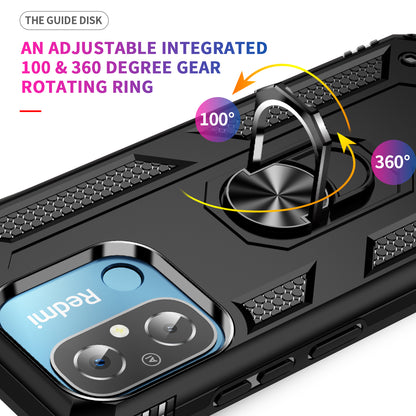 For Xiaomi Redmi 12C 4G Phone Case with Ring Kickstand Shockproof PC+TPU Back Cover