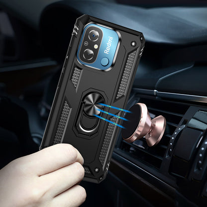 For Xiaomi Redmi 12C 4G Phone Case with Ring Kickstand Shockproof PC+TPU Back Cover