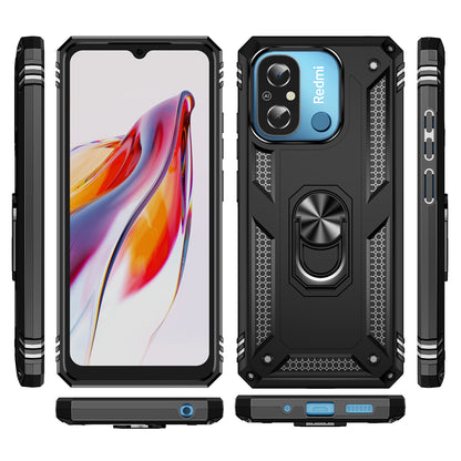 For Xiaomi Redmi 12C 4G Phone Case with Ring Kickstand Shockproof PC+TPU Back Cover