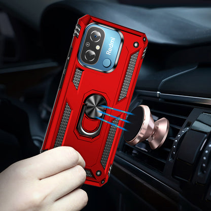 For Xiaomi Redmi 12C 4G Phone Case with Ring Kickstand Shockproof PC+TPU Back Cover