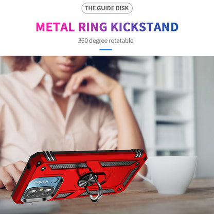 For Xiaomi Redmi 12C 4G Phone Case with Ring Kickstand Shockproof PC+TPU Back Cover