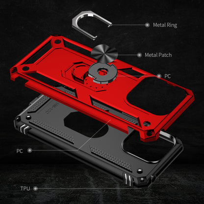 For Xiaomi Redmi 12C 4G Phone Case with Ring Kickstand Shockproof PC+TPU Back Cover