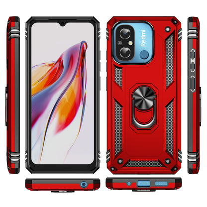 For Xiaomi Redmi 12C 4G Phone Case with Ring Kickstand Shockproof PC+TPU Back Cover