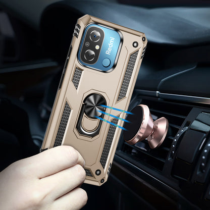 For Xiaomi Redmi 12C 4G Phone Case with Ring Kickstand Shockproof PC+TPU Back Cover