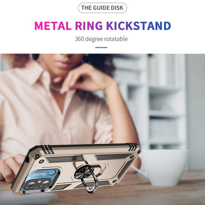 For Xiaomi Redmi 12C 4G Phone Case with Ring Kickstand Shockproof PC+TPU Back Cover