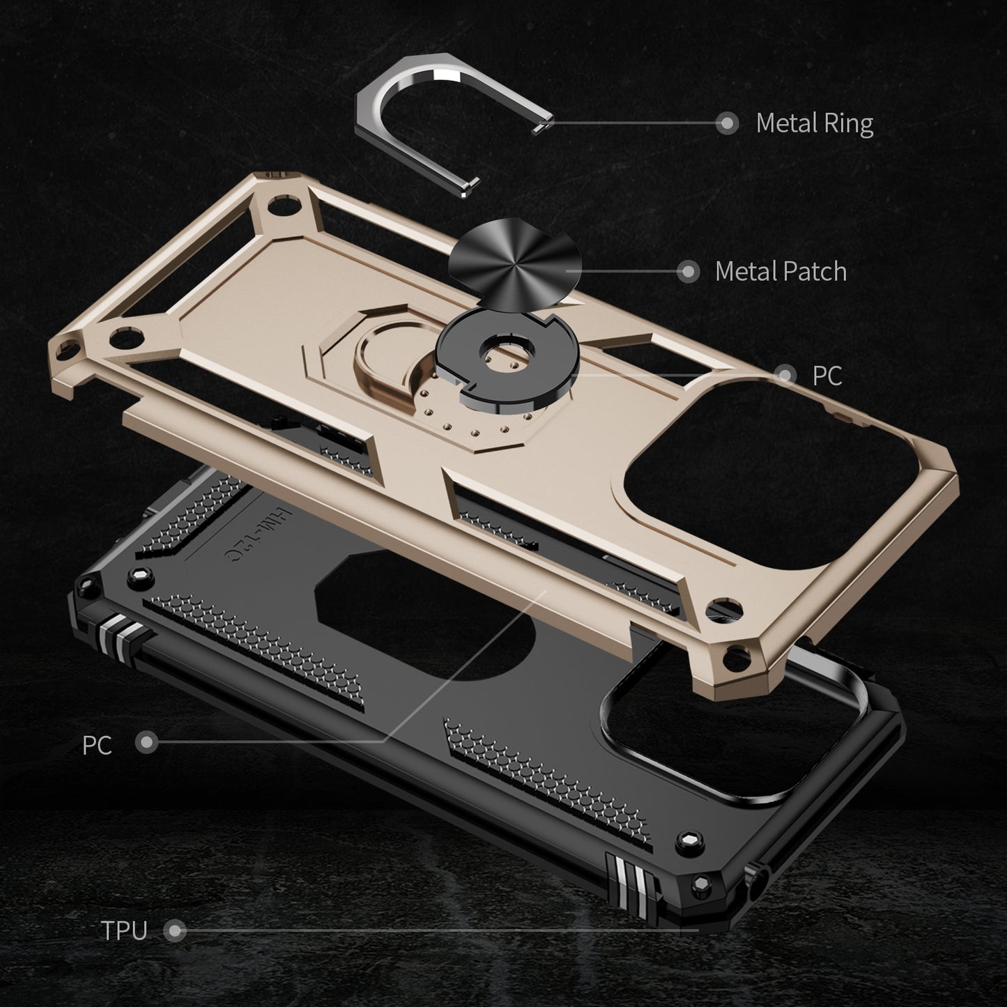 For Xiaomi Redmi 12C 4G Phone Case with Ring Kickstand Shockproof PC+TPU Back Cover