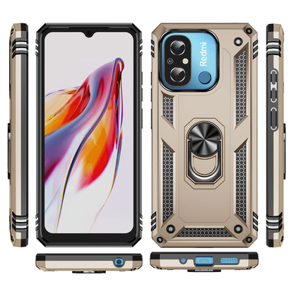 For Xiaomi Redmi 12C 4G Phone Case with Ring Kickstand Shockproof PC+TPU Back Cover
