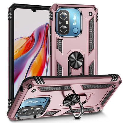 For Xiaomi Redmi 12C 4G Phone Case with Ring Kickstand Shockproof PC+TPU Back Cover