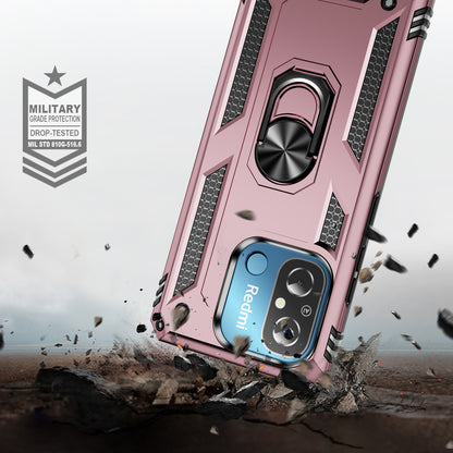 For Xiaomi Redmi 12C 4G Phone Case with Ring Kickstand Shockproof PC+TPU Back Cover