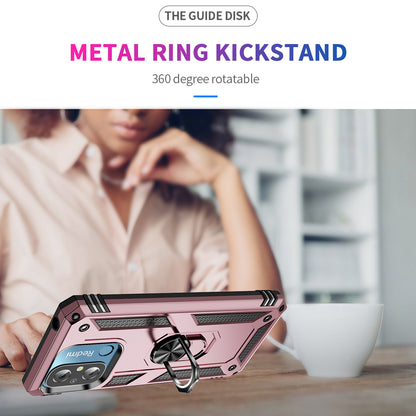 For Xiaomi Redmi 12C 4G Phone Case with Ring Kickstand Shockproof PC+TPU Back Cover