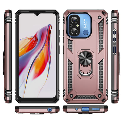 For Xiaomi Redmi 12C 4G Phone Case with Ring Kickstand Shockproof PC+TPU Back Cover