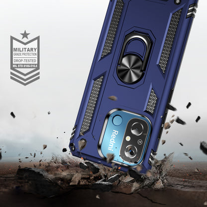 For Xiaomi Redmi 12C 4G Phone Case with Ring Kickstand Shockproof PC+TPU Back Cover