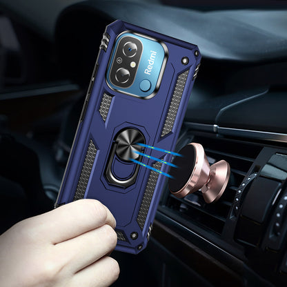 For Xiaomi Redmi 12C 4G Phone Case with Ring Kickstand Shockproof PC+TPU Back Cover