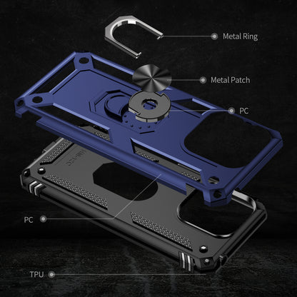 For Xiaomi Redmi 12C 4G Phone Case with Ring Kickstand Shockproof PC+TPU Back Cover