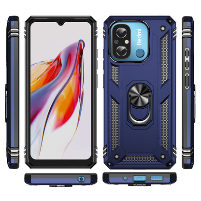 For Xiaomi Redmi 12C 4G Phone Case with Ring Kickstand Shockproof PC+TPU Back Cover