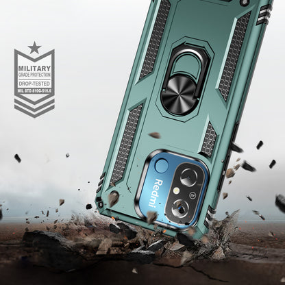 For Xiaomi Redmi 12C 4G Phone Case with Ring Kickstand Shockproof PC+TPU Back Cover