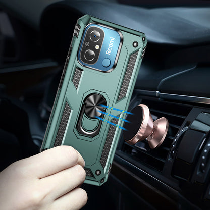 For Xiaomi Redmi 12C 4G Phone Case with Ring Kickstand Shockproof PC+TPU Back Cover