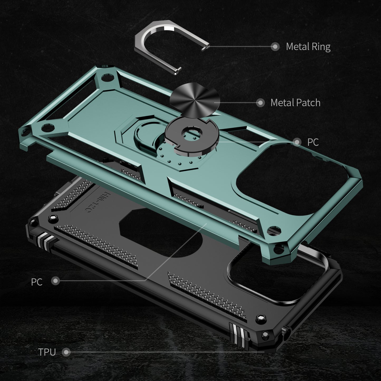 For Xiaomi Redmi 12C 4G Phone Case with Ring Kickstand Shockproof PC+TPU Back Cover