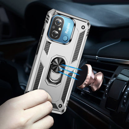 For Xiaomi Redmi 12C 4G Phone Case with Ring Kickstand Shockproof PC+TPU Back Cover