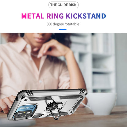 For Xiaomi Redmi 12C 4G Phone Case with Ring Kickstand Shockproof PC+TPU Back Cover