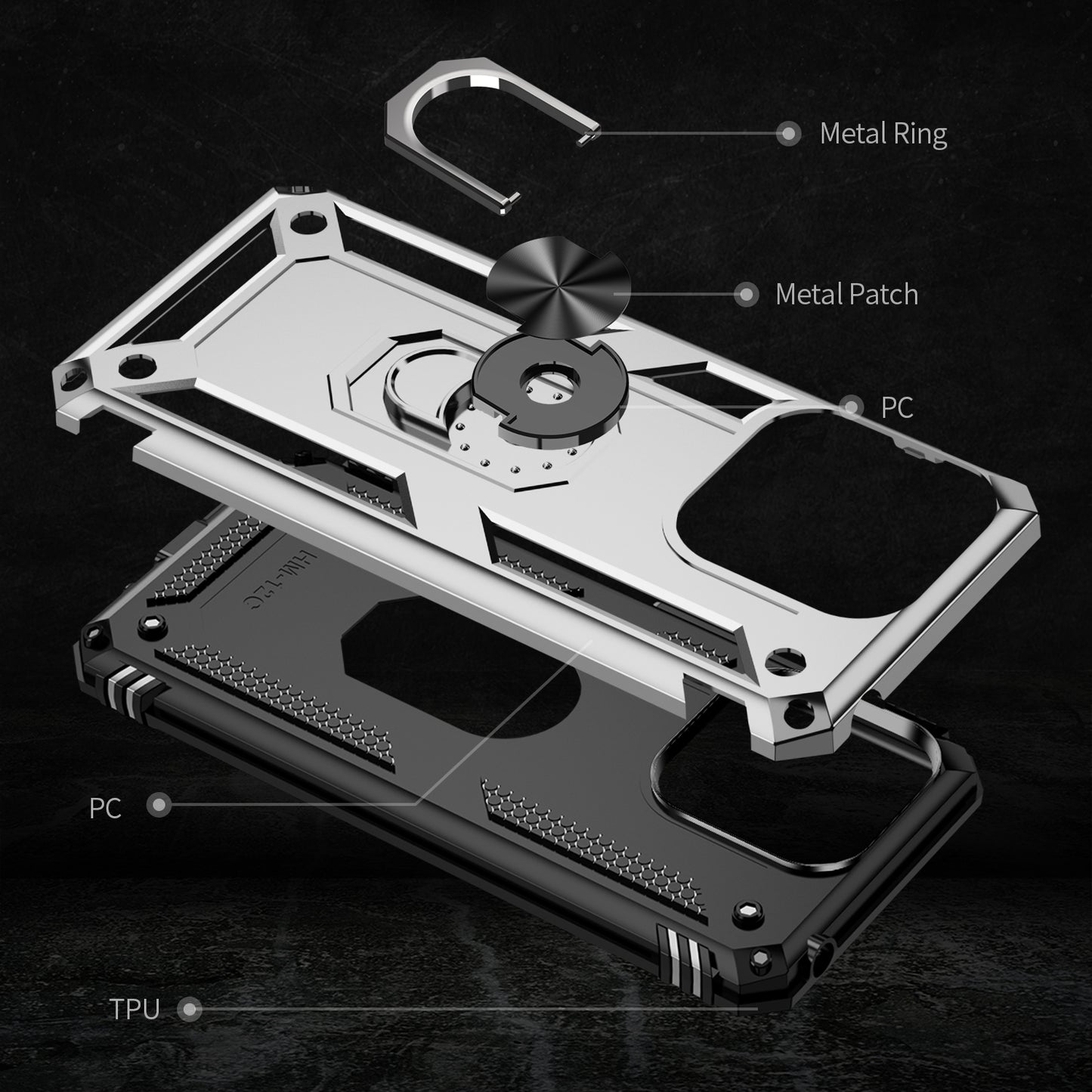 For Xiaomi Redmi 12C 4G Phone Case with Ring Kickstand Shockproof PC+TPU Back Cover