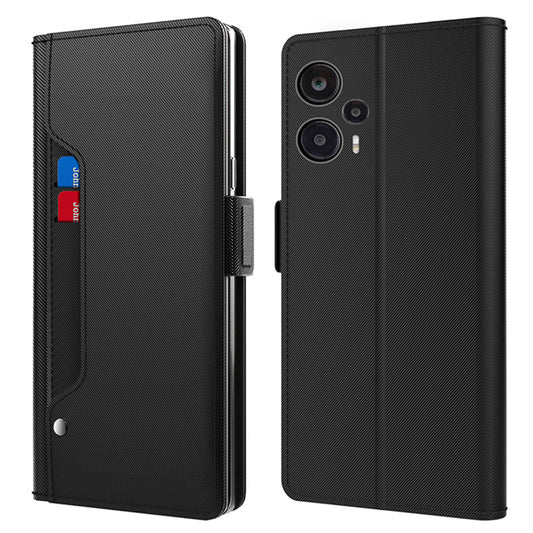 For Xiaomi Redmi Note 12 Turbo / Poco F5 5G Leather Case Mirror Design Stand Card Holder Phone Cover