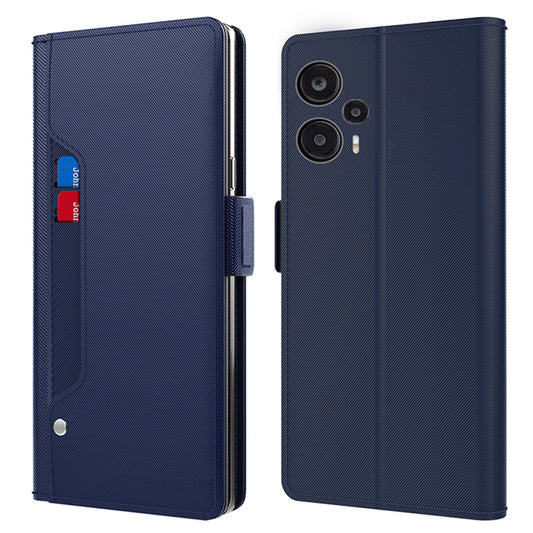 For Xiaomi Redmi Note 12 Turbo / Poco F5 5G Leather Case Mirror Design Stand Card Holder Phone Cover