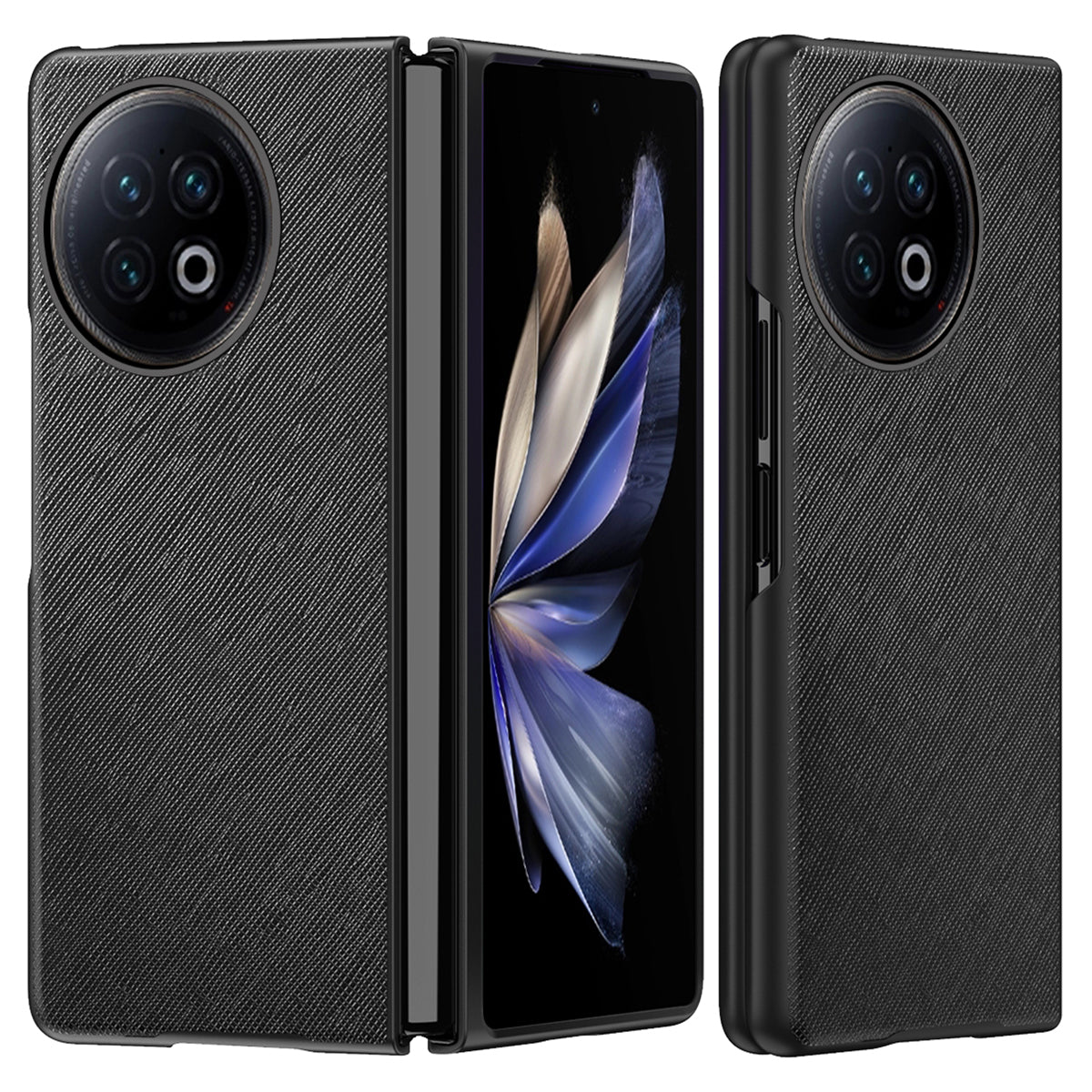 For vivo X Fold2 Anti-scratch Cross Texture Phone Case Rubberized PU Leather Coated PC Back Cover