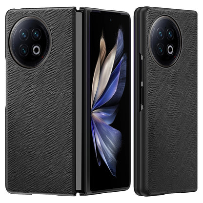 For vivo X Fold2 Anti-scratch Cross Texture Phone Case Rubberized PU Leather Coated PC Back Cover