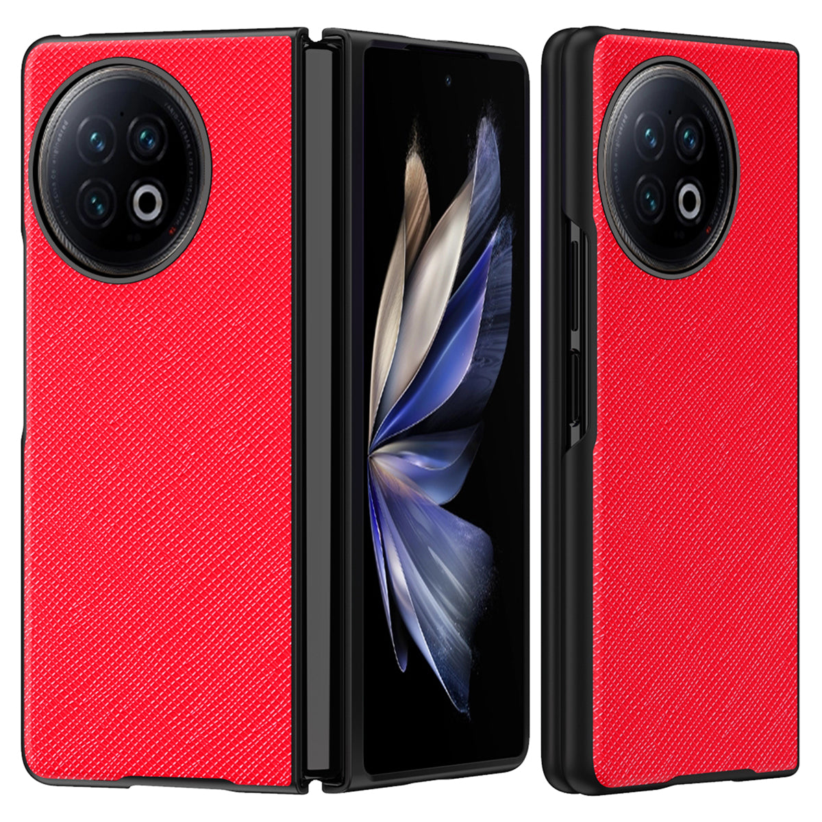 For vivo X Fold2 Anti-scratch Cross Texture Phone Case Rubberized PU Leather Coated PC Back Cover